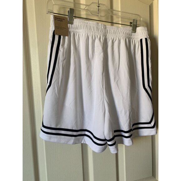 Nike Standard Fit 5" White Shorts With Black Stripe Design For Men - Picture 2 of 3